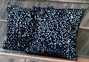 CANVASS? Decorative Designer Heavy Sequence Beaded Satin Throw Pillow Cushion Covers - Copper/Black Color; 12 inch x 12 inch 1 Pieces (Blue/Black)-thumb1