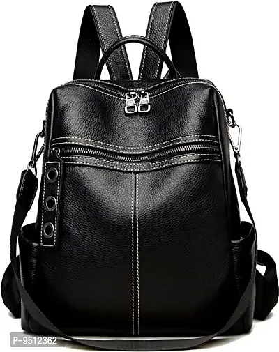 WomenBuzz Black Leather Backpack Convertible Backpack And Handbags For Womens 30 L Backpack