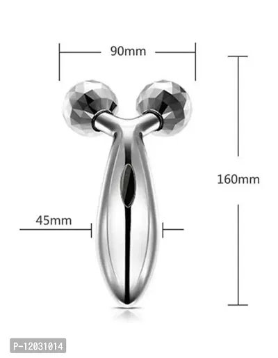 Oxfo 3D Y Shape Aluminium Microcurrent Face Platinum Roller Massager  (Silver)-thumb0