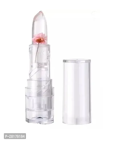 1pc Transparent Flower Jelly Lipstick,Lip Balm Glossy Light Lips Moisturizer Temperature Light pink Color Lipstick for Lip for Women  Girls