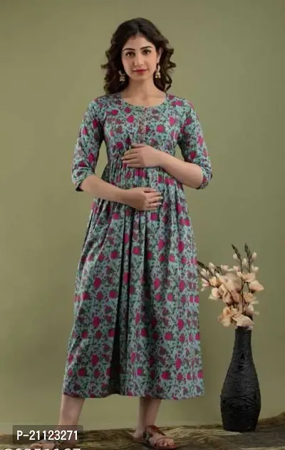 Stylish Flared Cotton Long Kurta For Women-thumb0