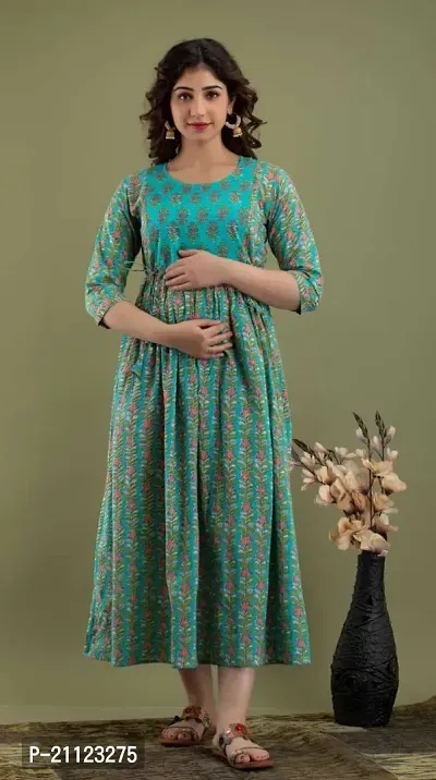 Stylish Flared Cotton Long Kurta For Women-thumb0