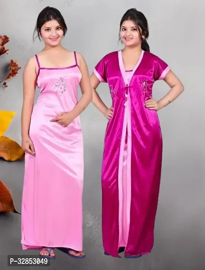 Comfy Satin Night Dress Set-thumb0