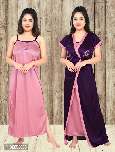 Comfy Satin Night Dress Set-thumb0