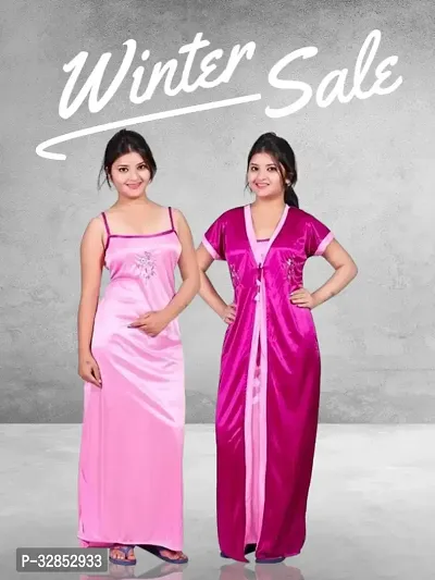 Comfy Satin Night Dress Set-thumb0