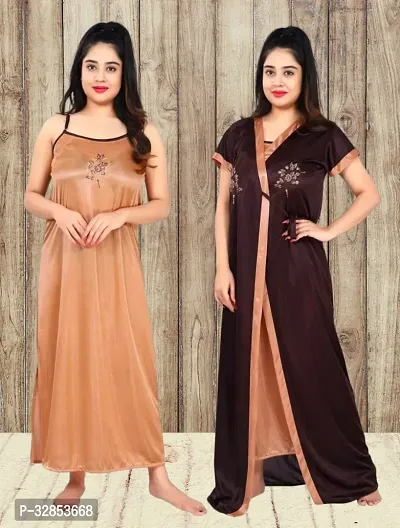 Comfy Satin Night Dress Set-thumb0