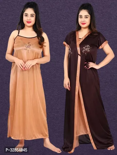 Comfy Satin Night Dress Set-thumb0