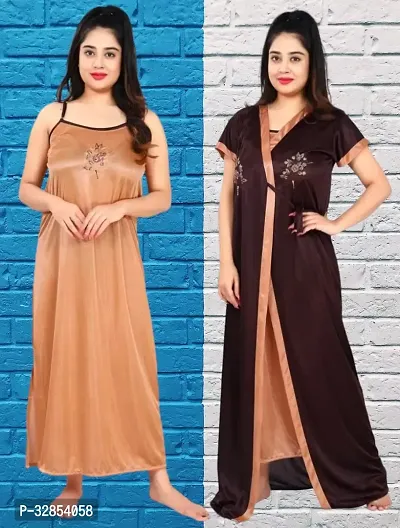 Comfy Satin Night Dress Set-thumb0