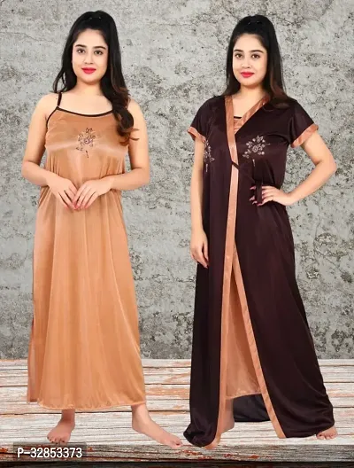 Comfy Satin Night Dress Set-thumb0