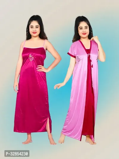 Comfy Satin Night Dress Set-thumb0