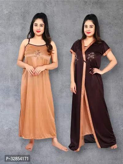 Comfy Satin Night Dress Set-thumb0