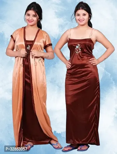 Comfy Satin Night Dress Set-thumb0