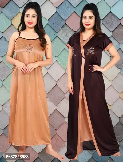 Comfy Satin Night Dress Set-thumb0