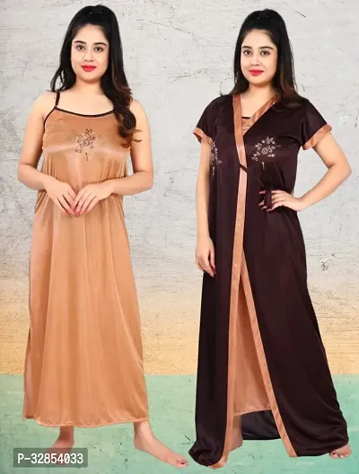 Comfy Satin Night Dress Set-thumb0