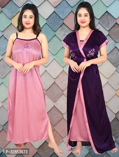 Comfy Satin Night Dress Set-thumb0