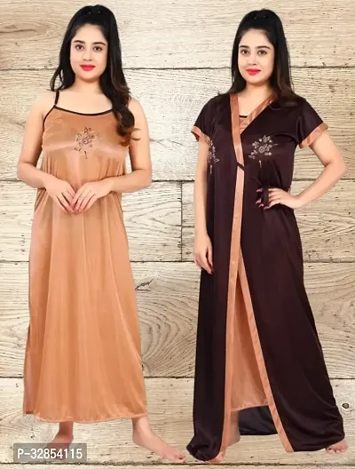 Comfy Satin Night Dress Set-thumb0