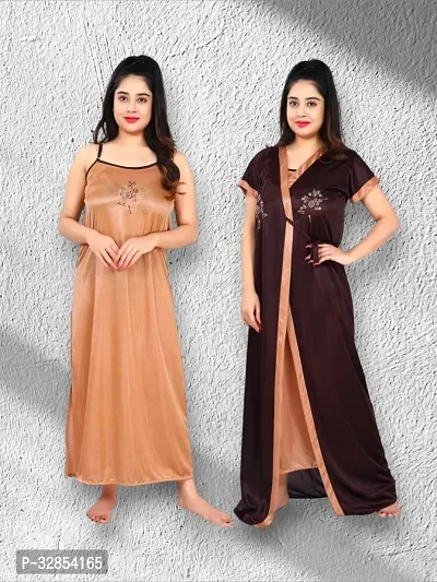 Comfy Satin Night Dress Set-thumb0