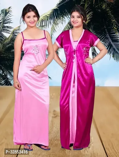 Comfy Satin Night Dress Set-thumb0