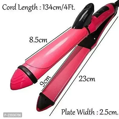 2 In 1 Hair Straightener Plus Curler With Ceramic Plate Pink-thumb0