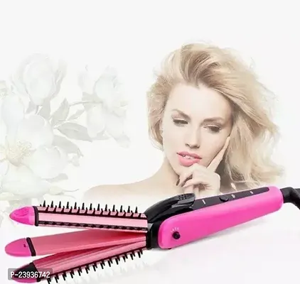 Professional 3 In 1 Electric Hair Straightener Curler Styler And Crimper White Pink Black Colour Colour As Per Aviblity-thumb0