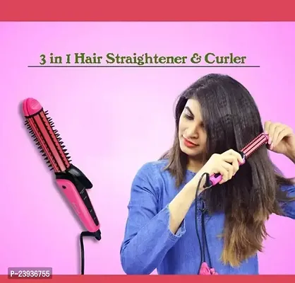 Professional 3 In 1 Electric Hair Straightener Curler Styler And Crimper White Pink Black Colour Colour As Per Aviblity