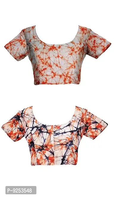 HC women unstitched pure cotton multi-color batik print 1 meter blouse material. (2, multicolor) (multicolor  orange)-thumb0