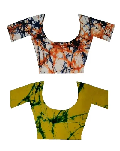 HC unstitched blouse piece material for women, cotton,batik, 1 meter (2, multicolor)