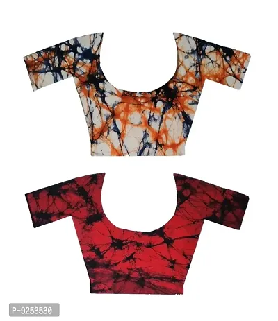 HC women unstitched pure cotton multi-color batik print 1 meter blouse material. (2, multicolor) (multicolor  cherry red)