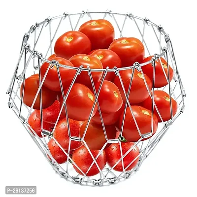 DHYANI Stainless Steel Multipurpose Folding Fruit and Vegetable Basket for Kitchen-thumb3