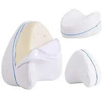 DHYANI Memory Foam Leg Pillow for Back, Hip, Leg Knee Support Contour Legacy Leg Positioner Cushion (White) (1)-thumb1