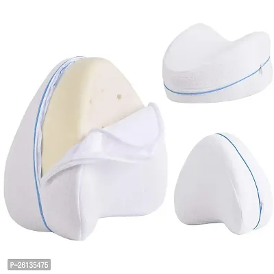DHYANI Memory Foam Leg Pillow for Back, Hip, Leg Knee Support Contour Legacy Leg Positioner Cushion (White) (1)-thumb2