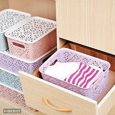 DHYANI Hollow Basket Storage Box/Basket and Holding Space for Kitchen, Utility,Living Room, Kids Room, Bedroom, Bathroom, Office Basket Storage pack of 2-thumb3