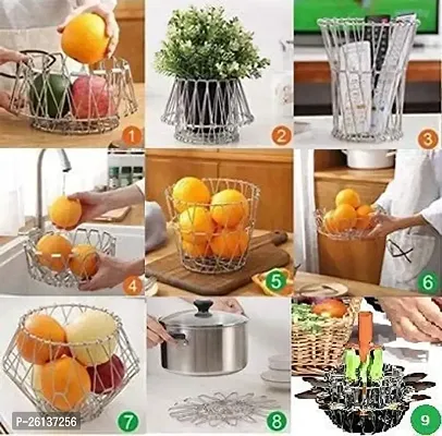 DHYANI Stainless Steel Multipurpose Folding Fruit and Vegetable Basket for Kitchen-thumb4