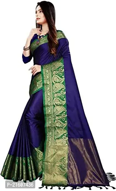 Fancy Cotton Silk Saree with Blouse Piece for Women-thumb2