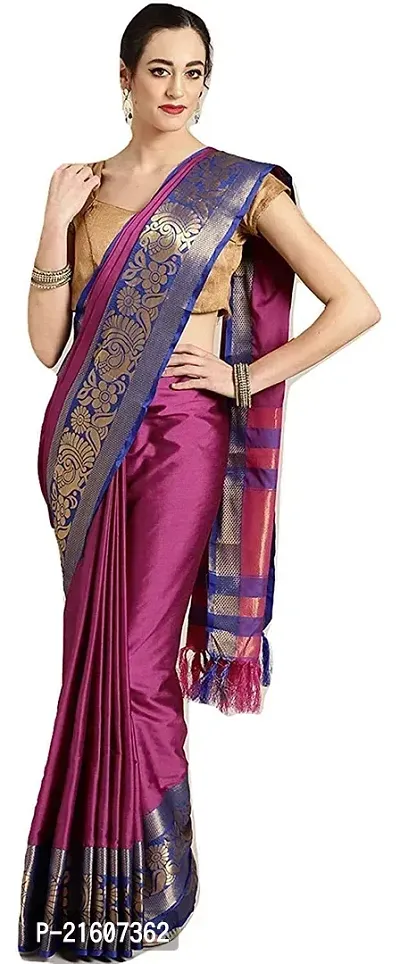 Fancy Cotton Silk Saree with Blouse Piece for Women-thumb0