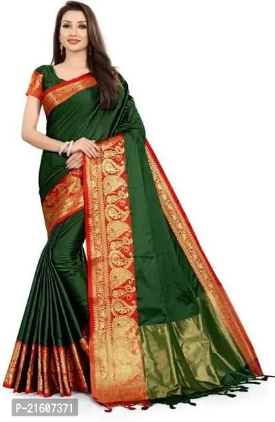 Fancy Cotton Silk Saree with Blouse Piece for Women-thumb0