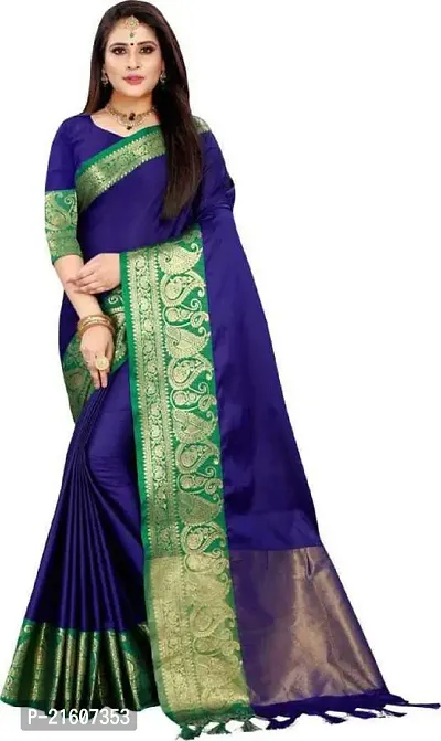 Fancy Cotton Silk Saree with Blouse Piece for Women-thumb0