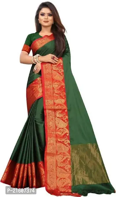 Fancy Cotton Silk Saree with Blouse Piece for Women-thumb0