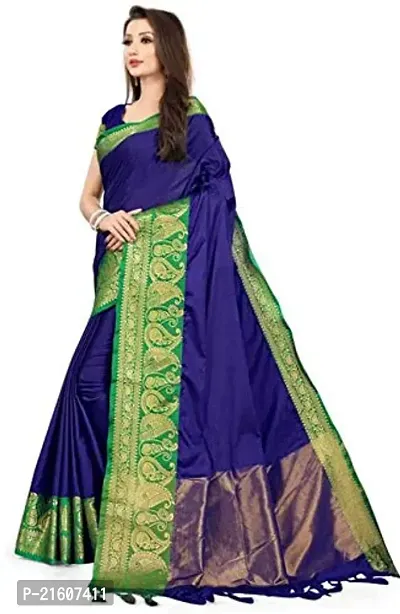 Fancy Cotton Silk Saree with Blouse Piece for Women-thumb2