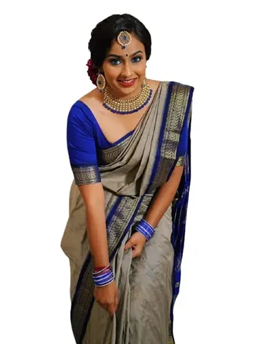 New In Cotton Silk Saree with Blouse piece 