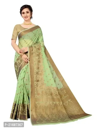 Fancy Cotton Silk Saree with Blouse Piece for Women-thumb0