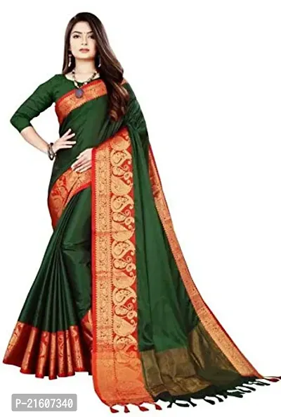 Fancy Cotton Silk Saree with Blouse Piece for Women-thumb0