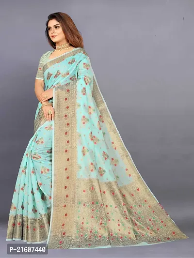 Fancy Cotton Silk Saree with Blouse Piece for Women-thumb2