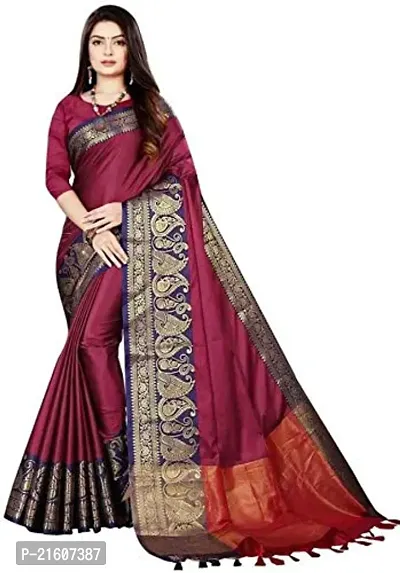 Fancy Cotton Silk Saree with Blouse Piece for Women-thumb0