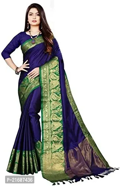 Fancy Cotton Silk Saree with Blouse Piece for Women-thumb0