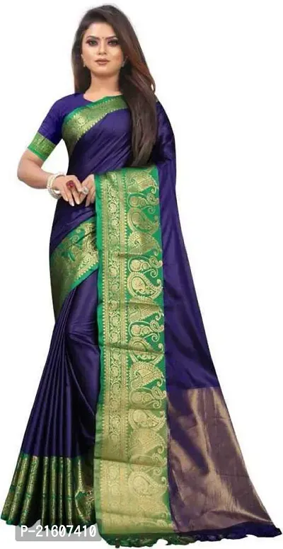 Fancy Cotton Silk Saree with Blouse Piece for Women-thumb0