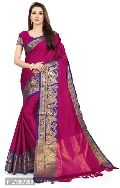 Fancy Cotton Silk Saree with Blouse Piece for Women-thumb0