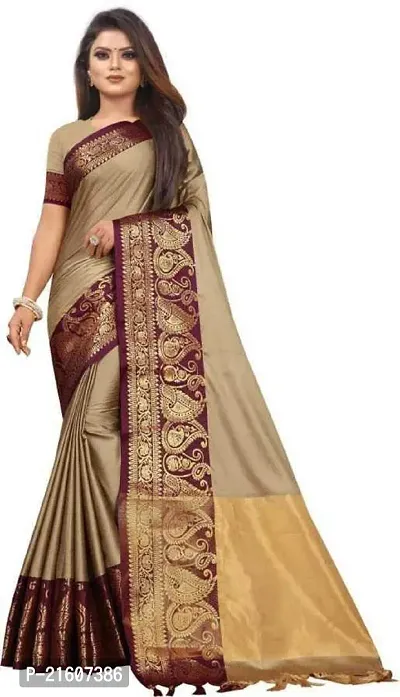 Fancy Cotton Silk Saree with Blouse Piece for Women-thumb0