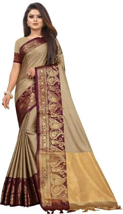 Stylish Art Silk Solid Saree with Blouse Piece For Women