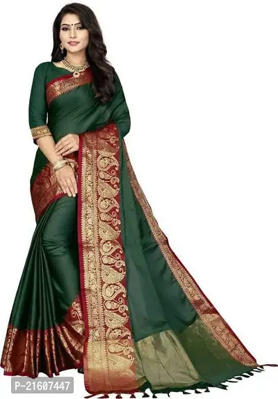 Fancy Cotton Silk Saree with Blouse Piece for Women-thumb0